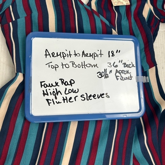 Band Of Gypsies SZ M Annie Faux Wrap Short Sleeve Striped Ruffle Dress Fairy NEW - Picture 11 of 12